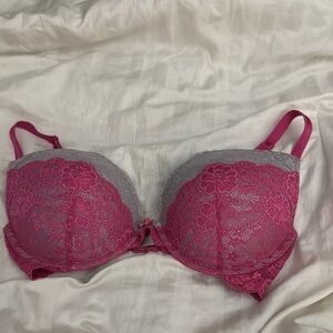 Victoria's Secret Pink and Gray Lace Bra with Underwire